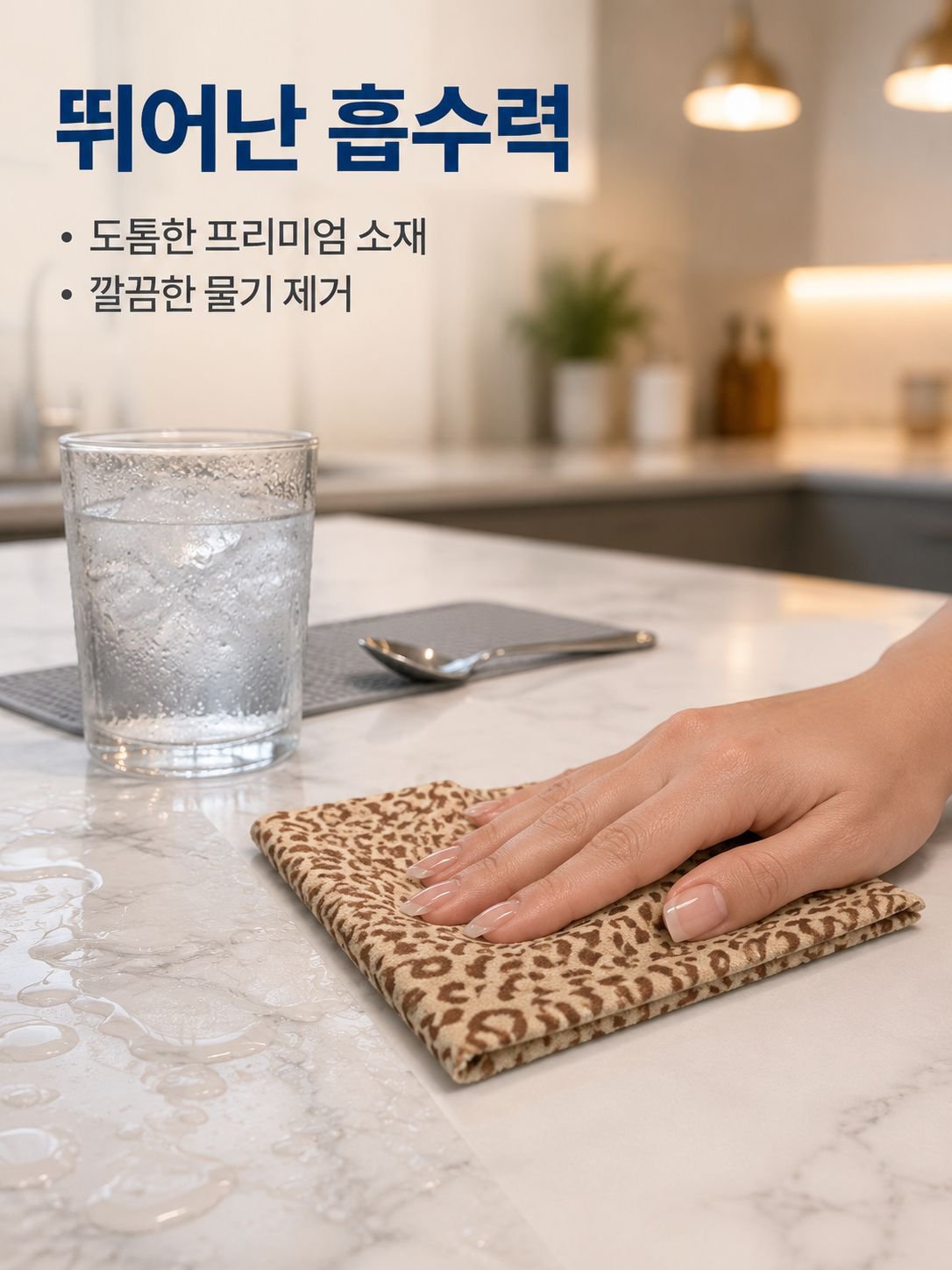 도톰한 레오파드 행주 가정용 흡수성 타월 화장실 손 닦기 주방 설거지 클리너