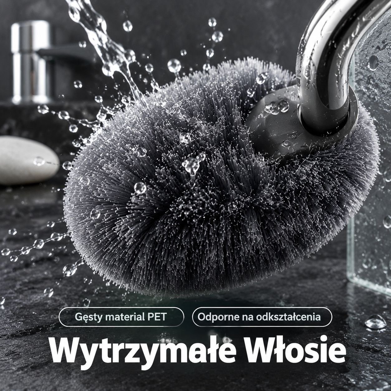 Szczotka toaletowa ścienna w kształcie litery S, z regulowaną długością