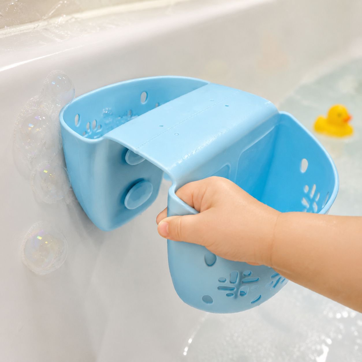Bolsa colgante para bañera de bebé, silicona suave, antideslizante, gran capacidad