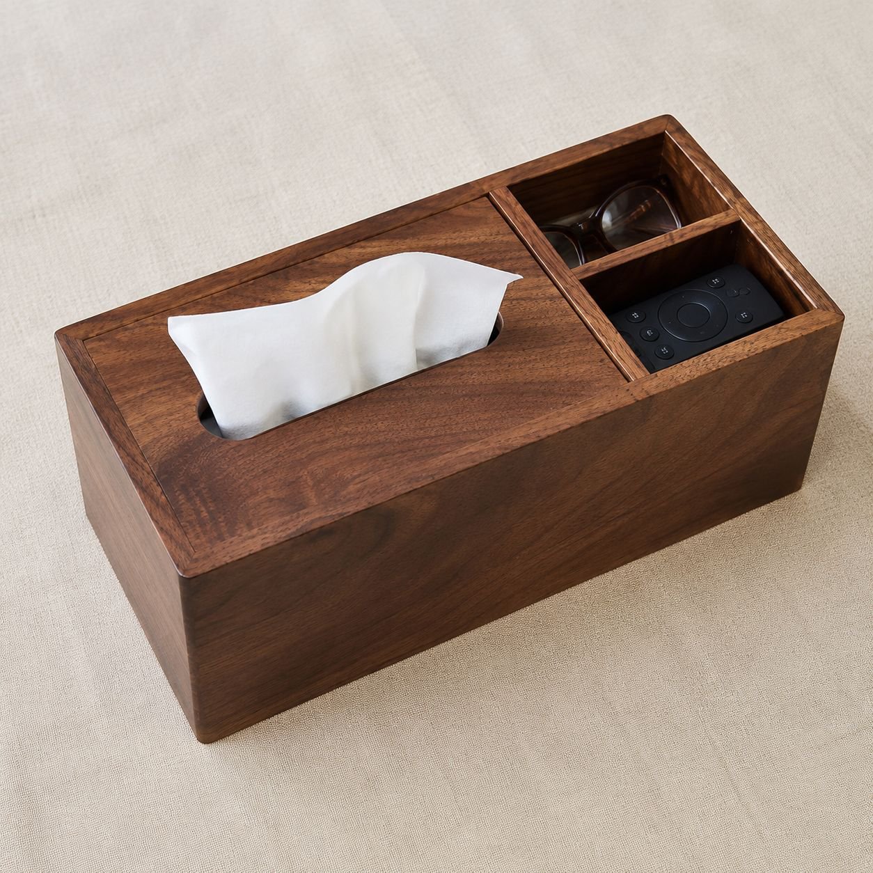 Functional desktop organizer with tissue storage