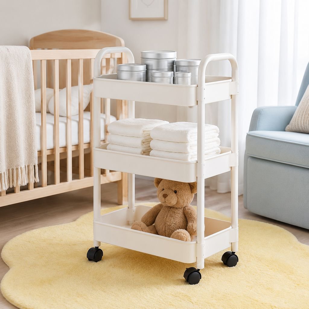 Multi-Functional Small Trolley Storage Rack for Kitchen, Bathroom, Bedroom, Study, and Baby Items