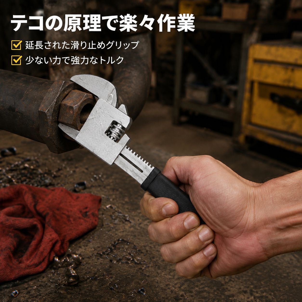 万能ワイド口直角パイプレンチF型スパナ