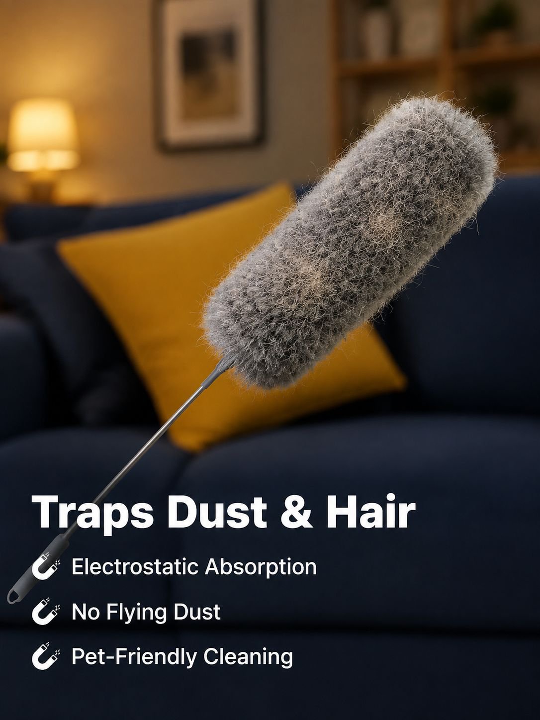 Household Retractable Static Duster Feather Dusting Brush