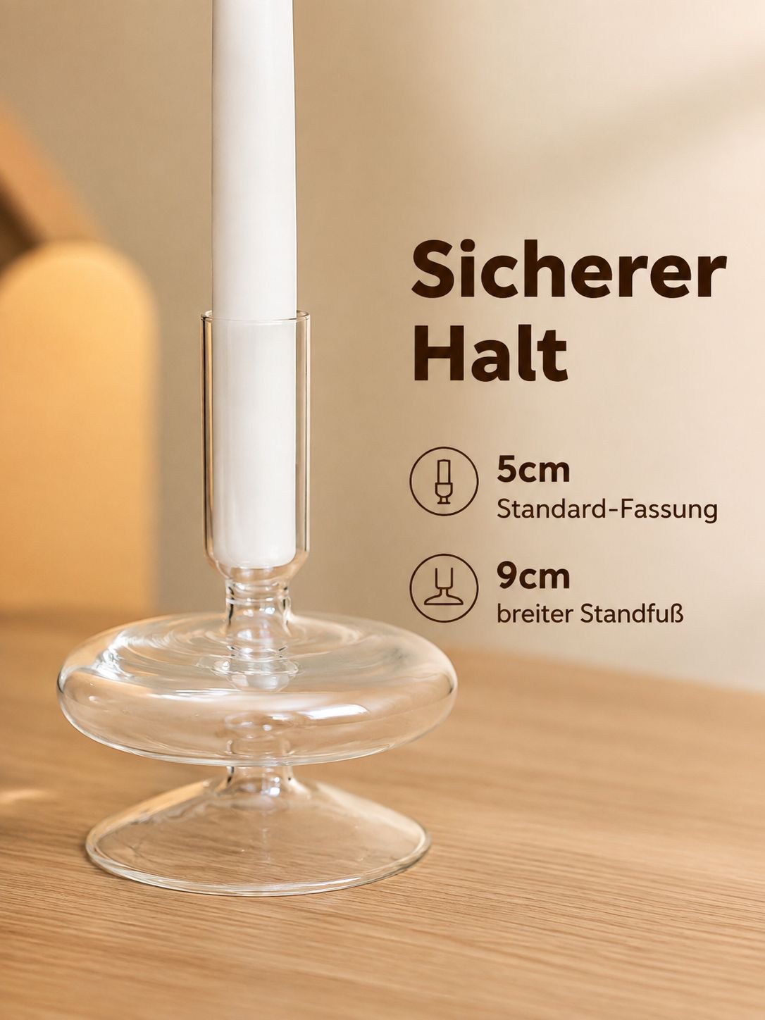 Moderner Kerzenhalter aus schwarzem Glas, geeignet für Wohnkultur