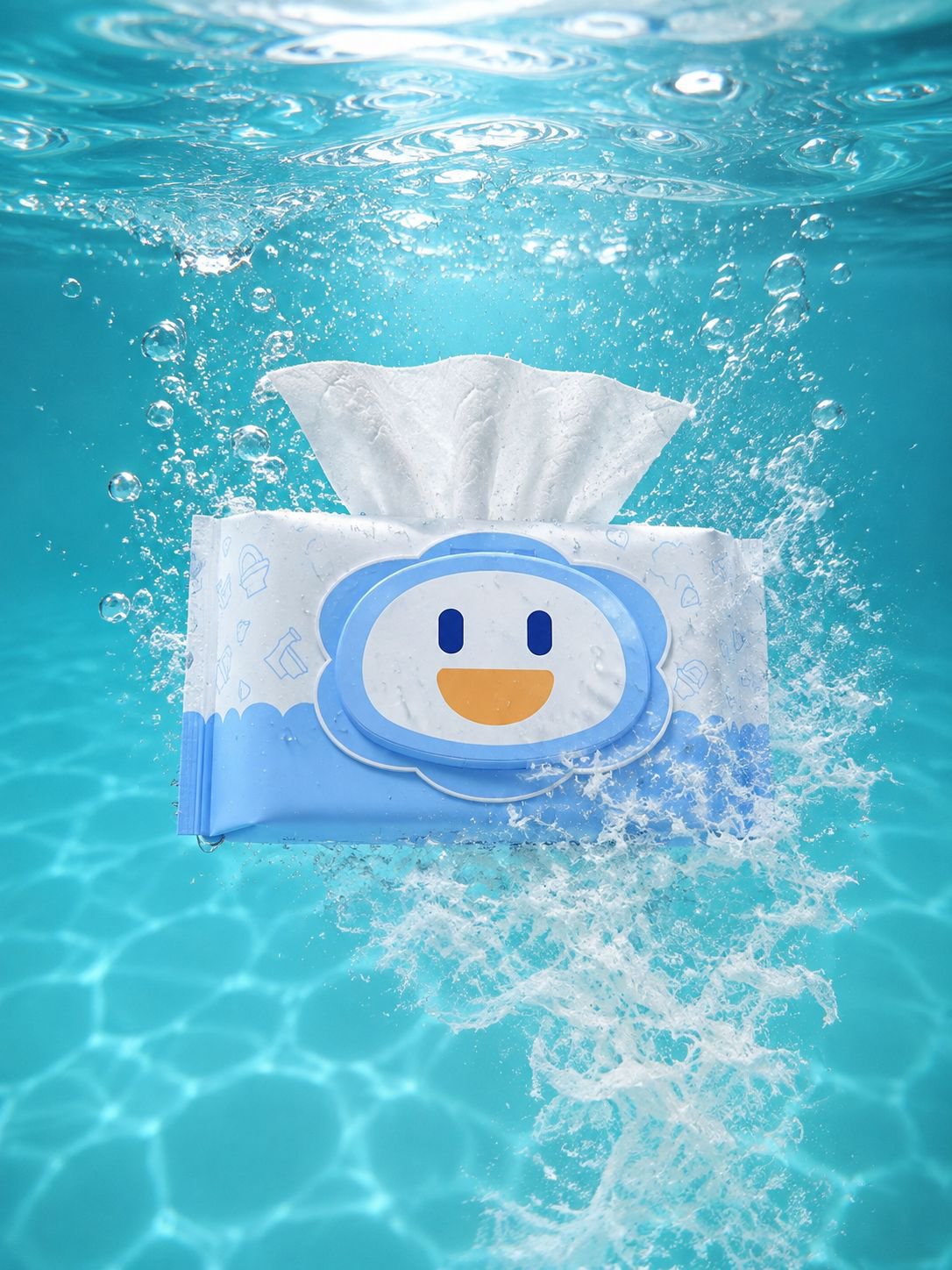 JMY-Blaue Blumen Smiley Feuchttücher