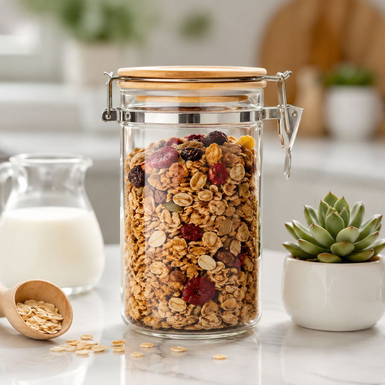 Large Transparent Glass Jar for Tea and Grains Storage