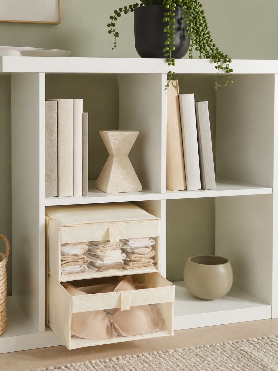 Boîte de rangement pliable en coton et lin pour vêtements, tiroir de rangement