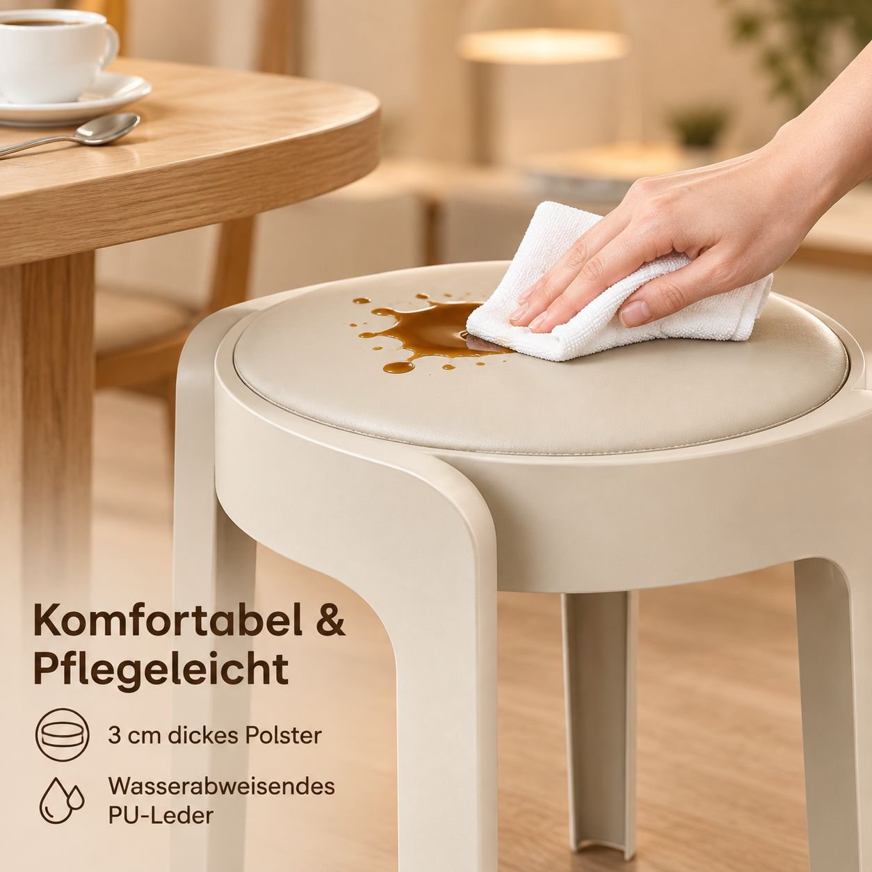 Moderner, schlichter Esszimmerstuhl mit Polster