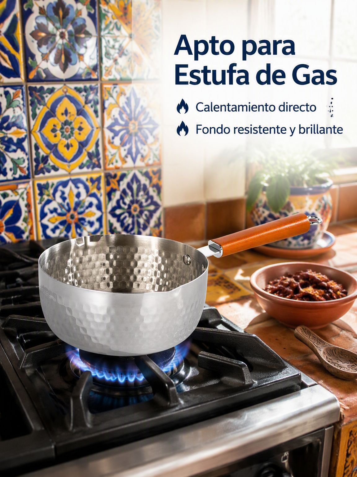 Olla multiusos sin recubrimiento, con textura martillada y grosor reforzado