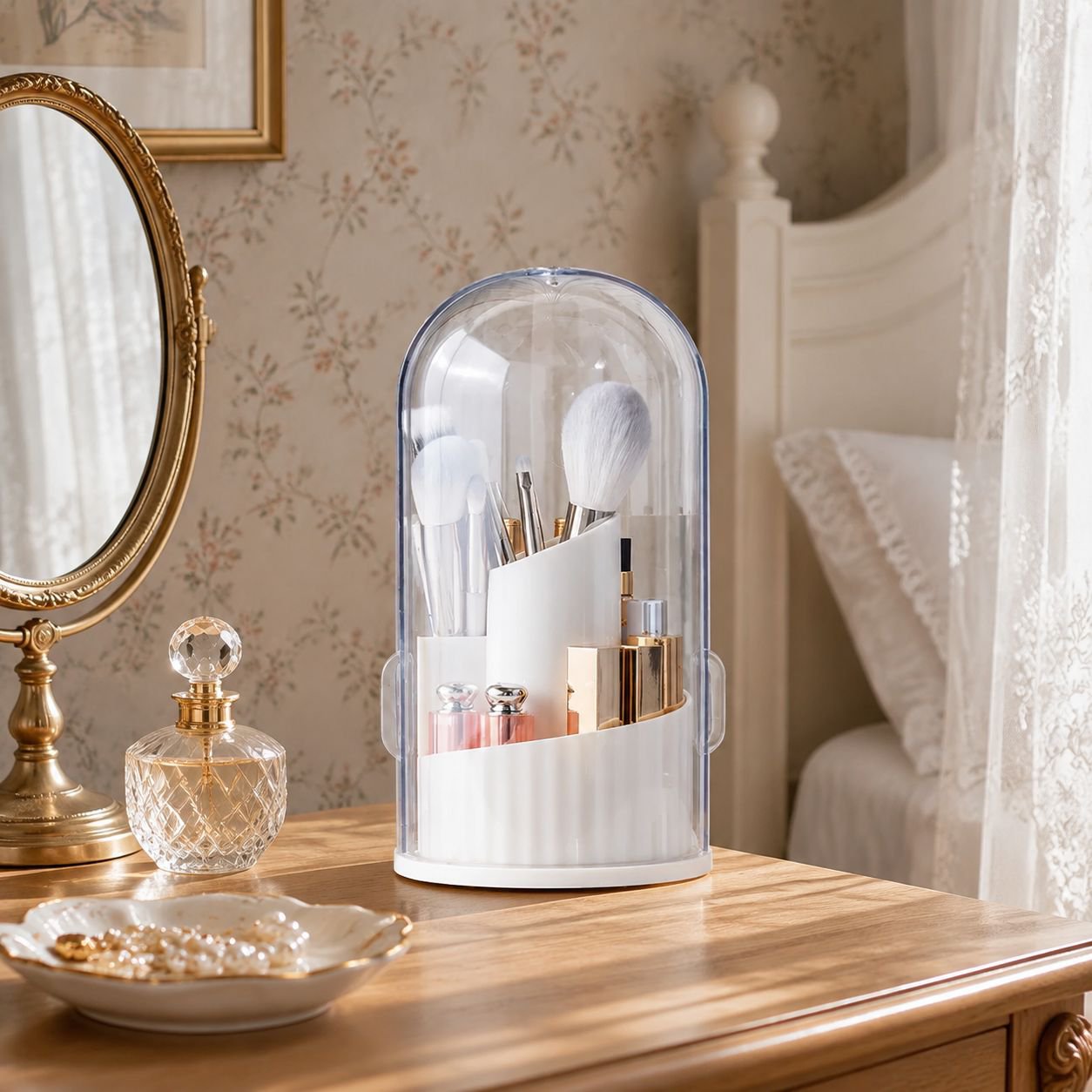 360-Degree Rotatable Multifunctional Makeup Brush Organizer