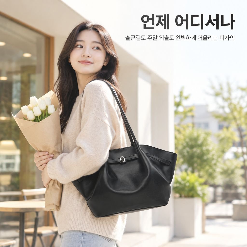 가을 겨울 출퇴근용 숄더백, 한국 스타일 대용량 부드러운 가죽 토트백