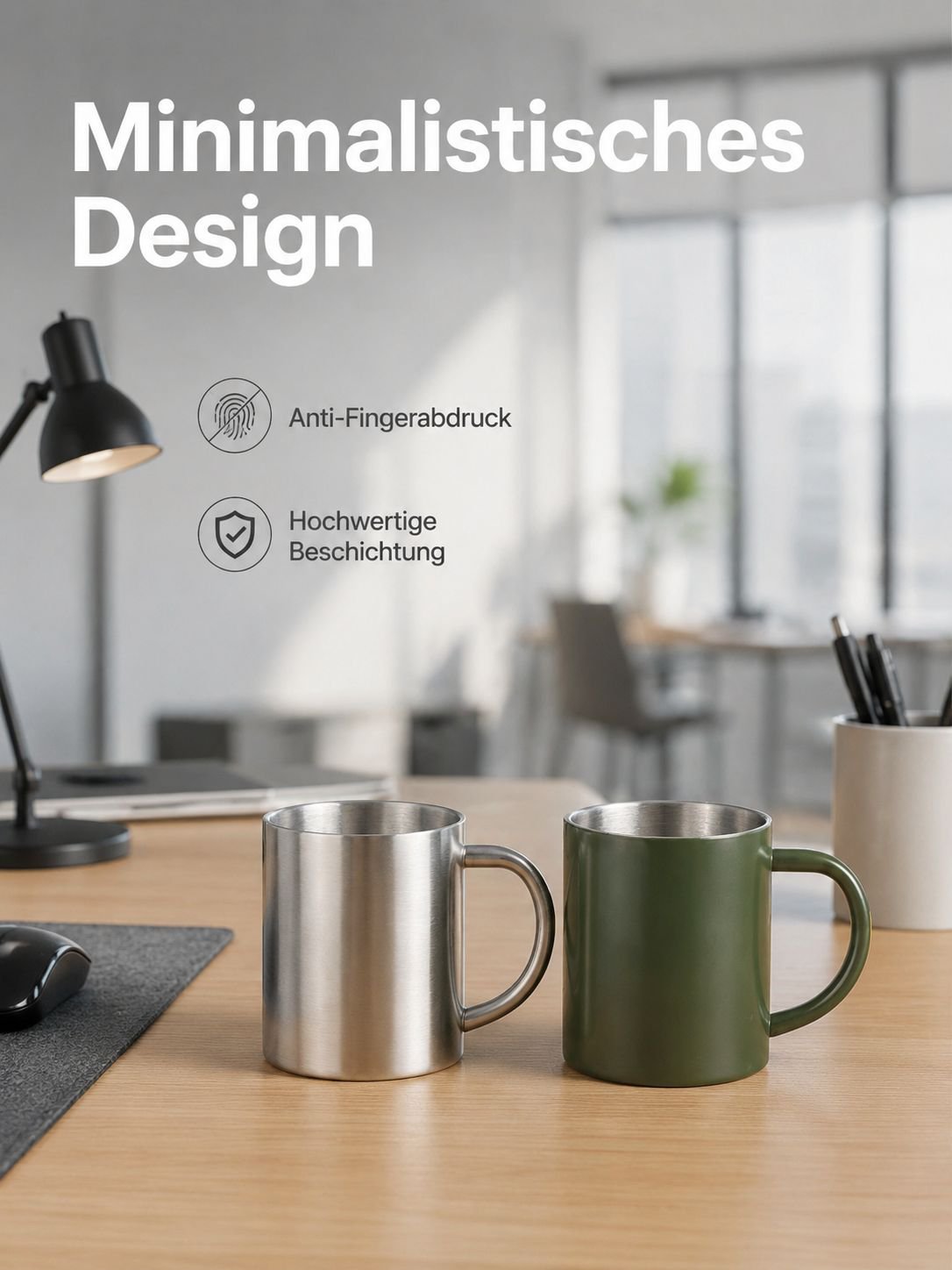 Becher aus Edelstahl 304 mit doppelwandigem Griff