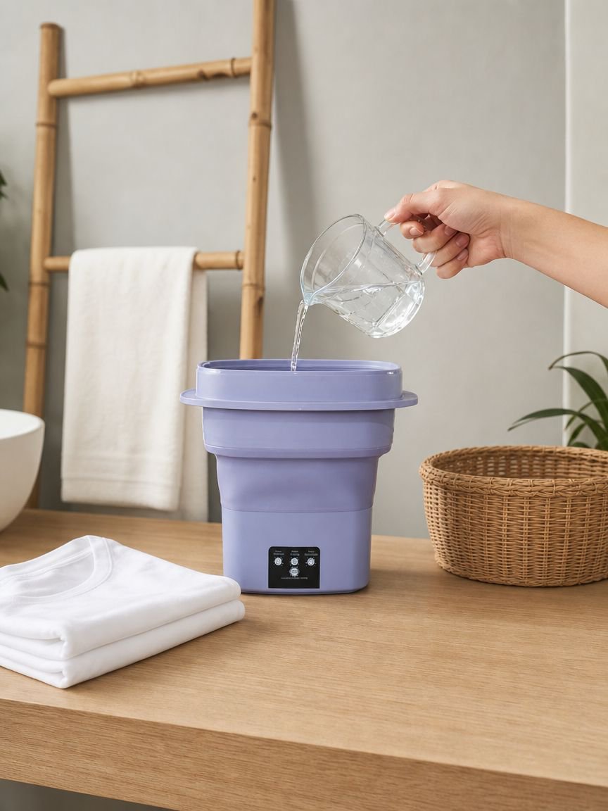 Travel-friendly mini washing machine with dehydration feature