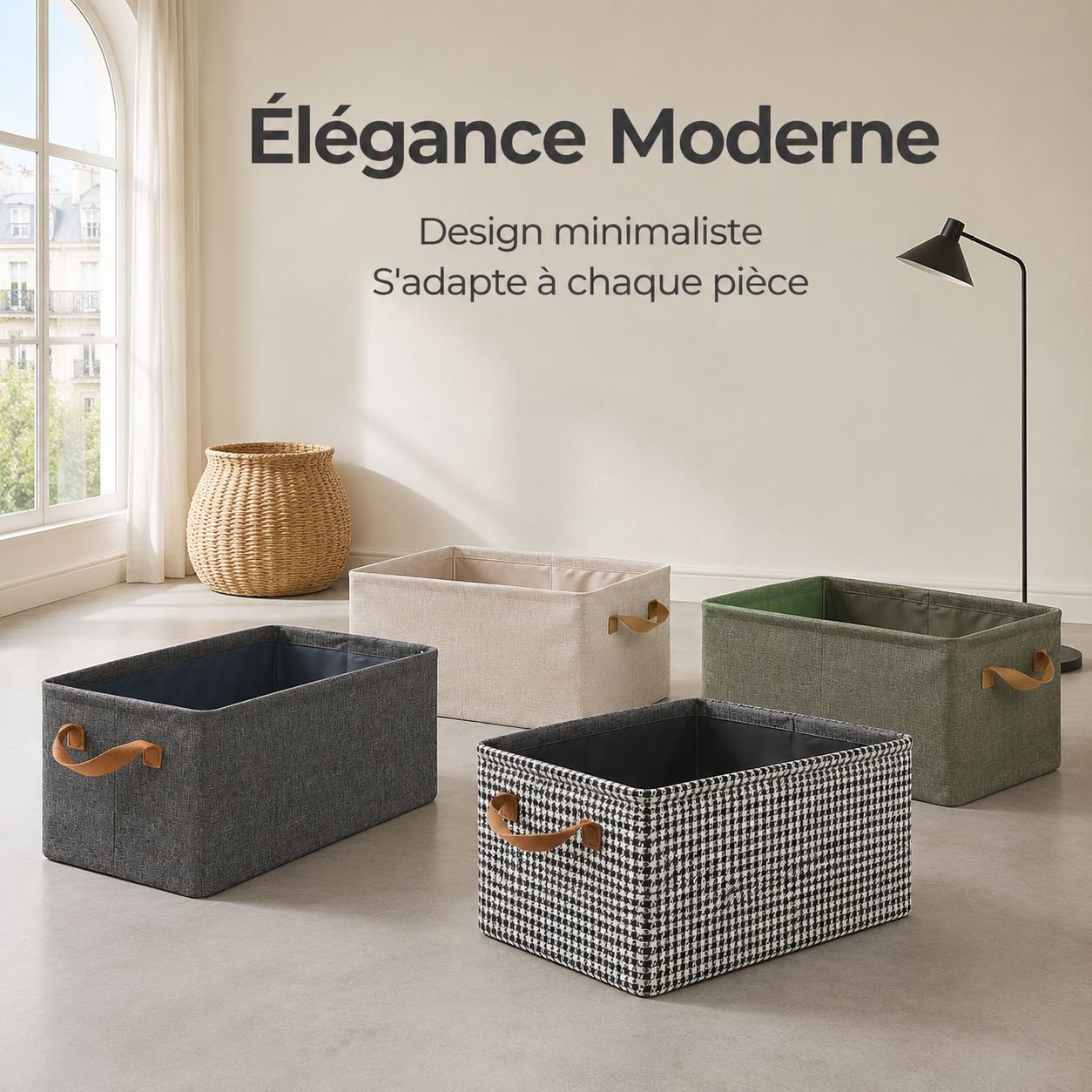 Boîte de rangement à tiroirs avec poignées