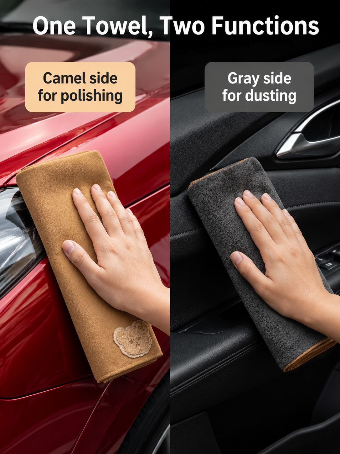 No-shedding Dual-sided Suede Towel for Car Cleaning