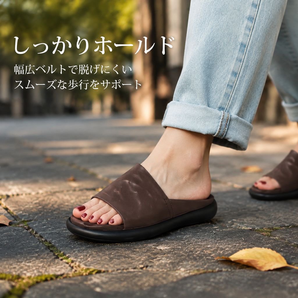 夏用外履き羊革ソフト厚底スリッパ レディース レトロサンダル