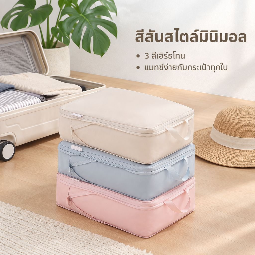 กระเป๋าเก็บเสื้อผ้าและชุดชั้นในสำหรับเดินทางแบบบีบอัดได้