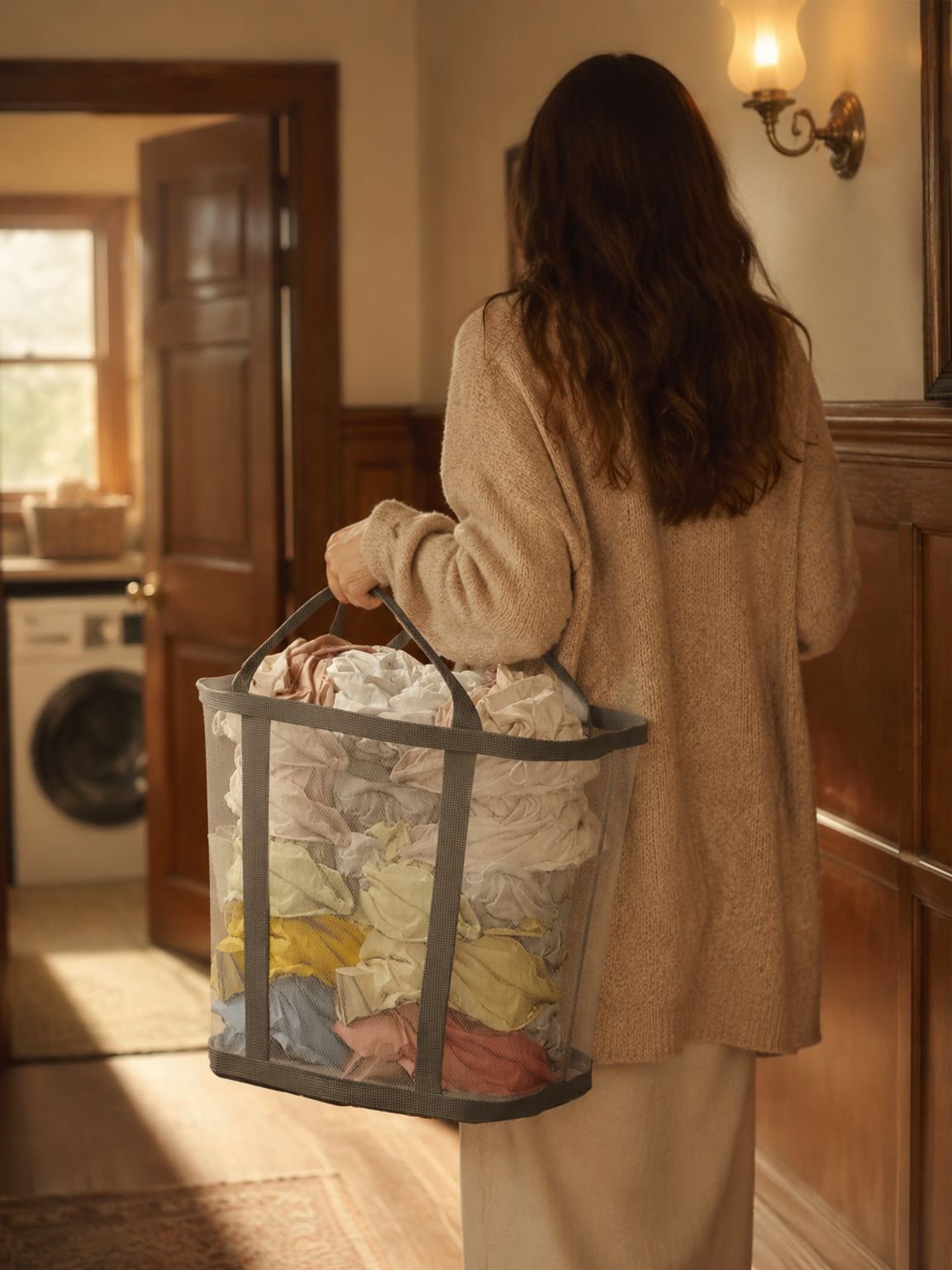 Large laundry hamper organizer for bedrooms, bathrooms, and dorm rooms