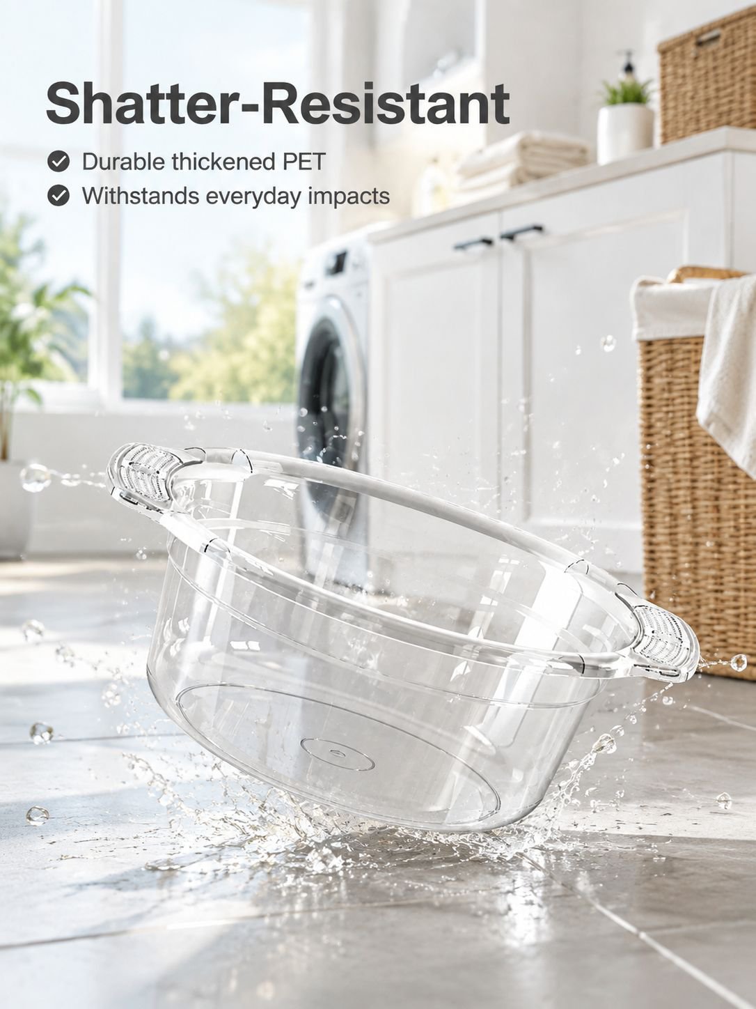 Transparent basin for washing and rinsing