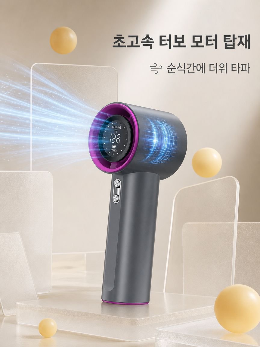 강력한 바람을 자랑하는 핸디 선풍기 사용 사진