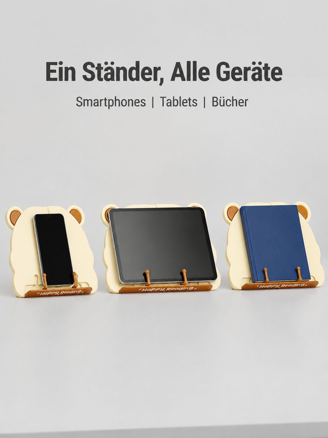 Multifunktionaler Leseständer, Buchstütze, Handy- und Tablet-Halter