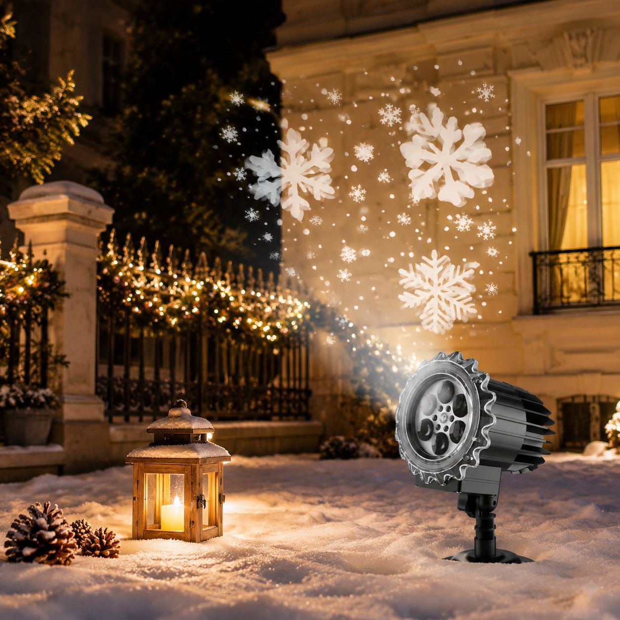 Lampe de projection de Noël extérieure étanche haute luminosité lampe de flocon de neige européenne 