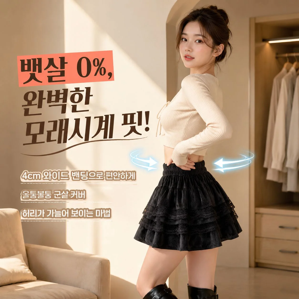 소녀풍 케이크 스커트 하이웨스트 슬림 A라인 스커트