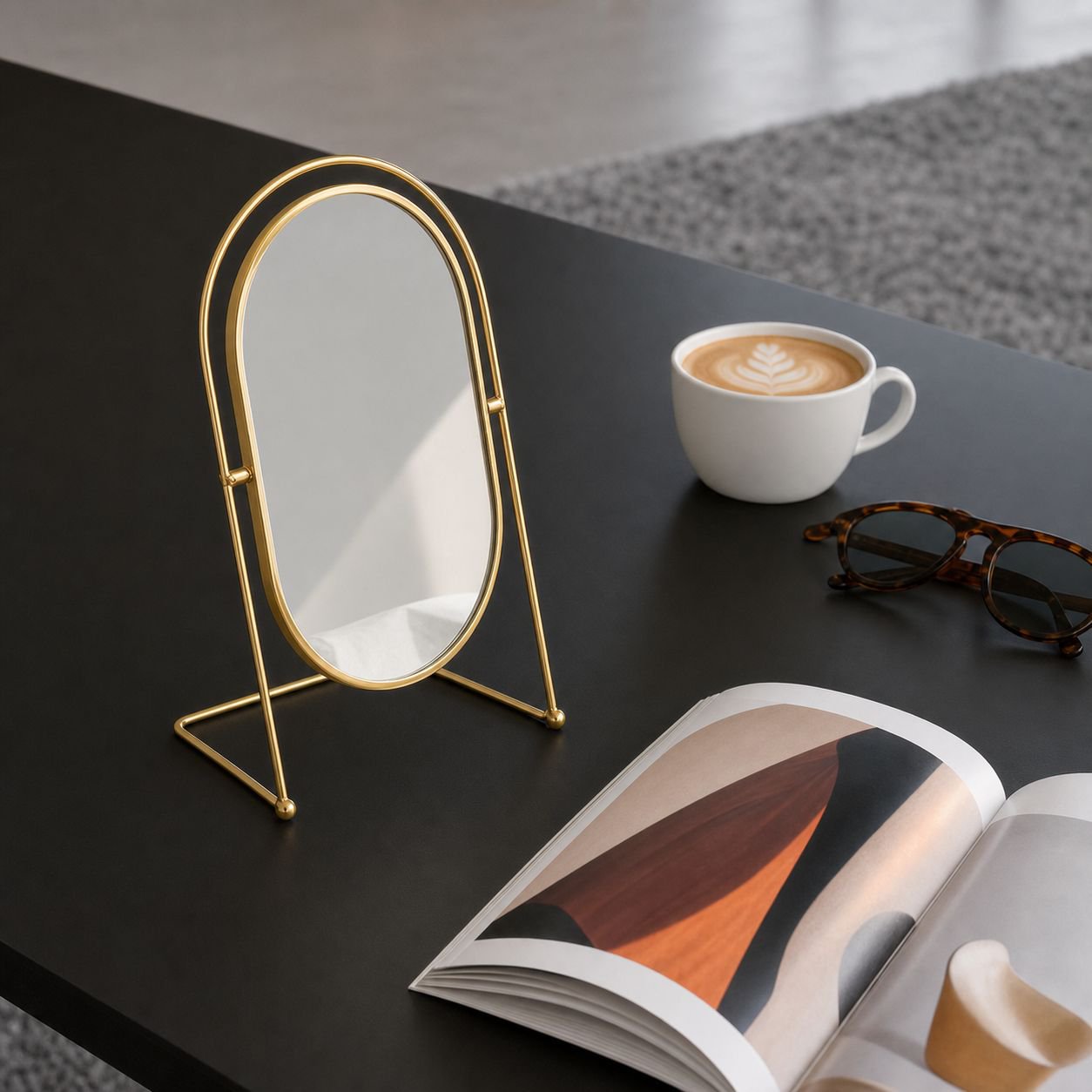 Trendy bedroom mirror with clear reflection