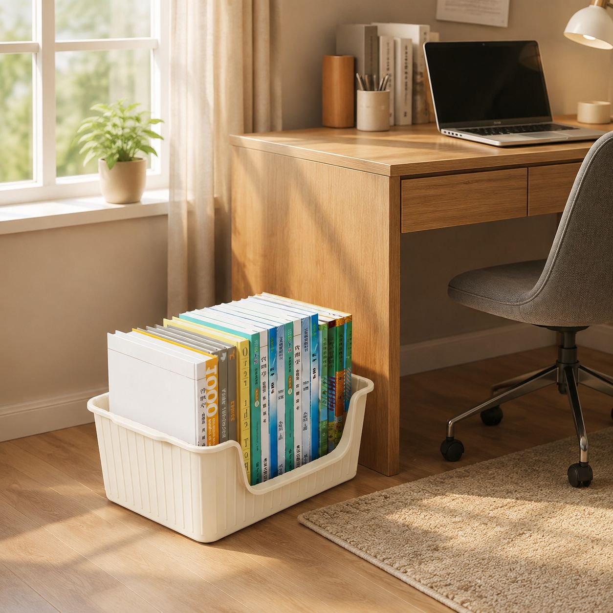Student Storage Box with Wheels for Books and Toys