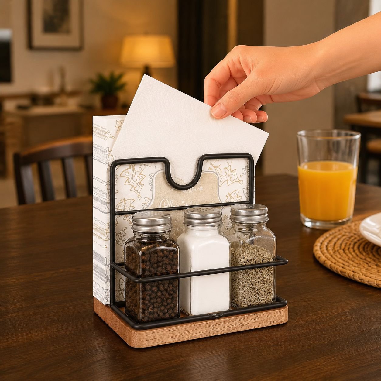 Organizador multifuncional de madera para papel y condimentos