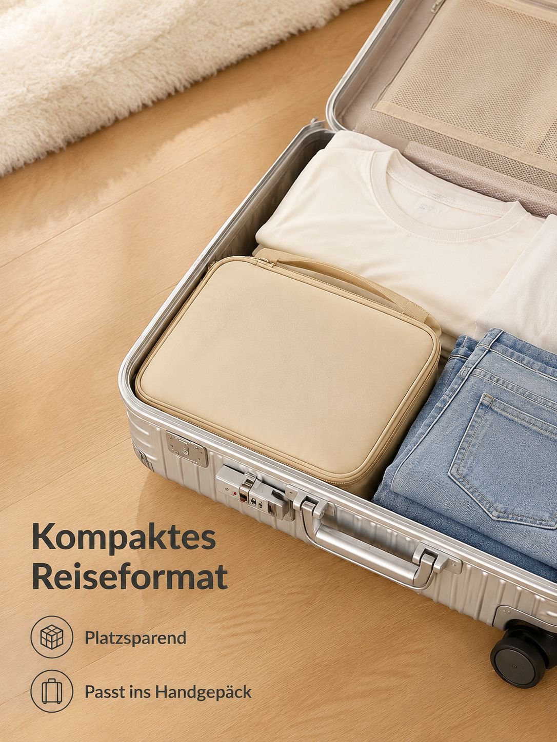 Große wasserdichte Kosmetiktasche für Damen – tragbare Kulturtasche mit viel Stauraum