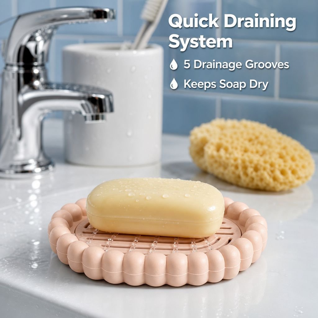Large Home Soap Dish with Drain, Stylish Design