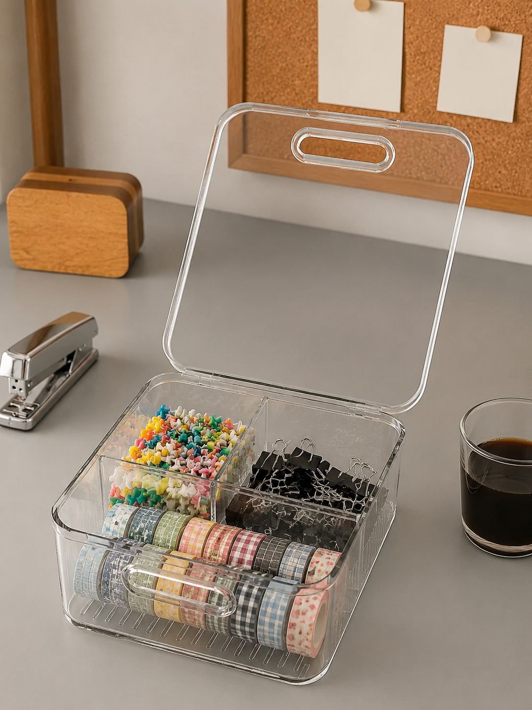 Caja organizadora de acrílico mediana para escritorio