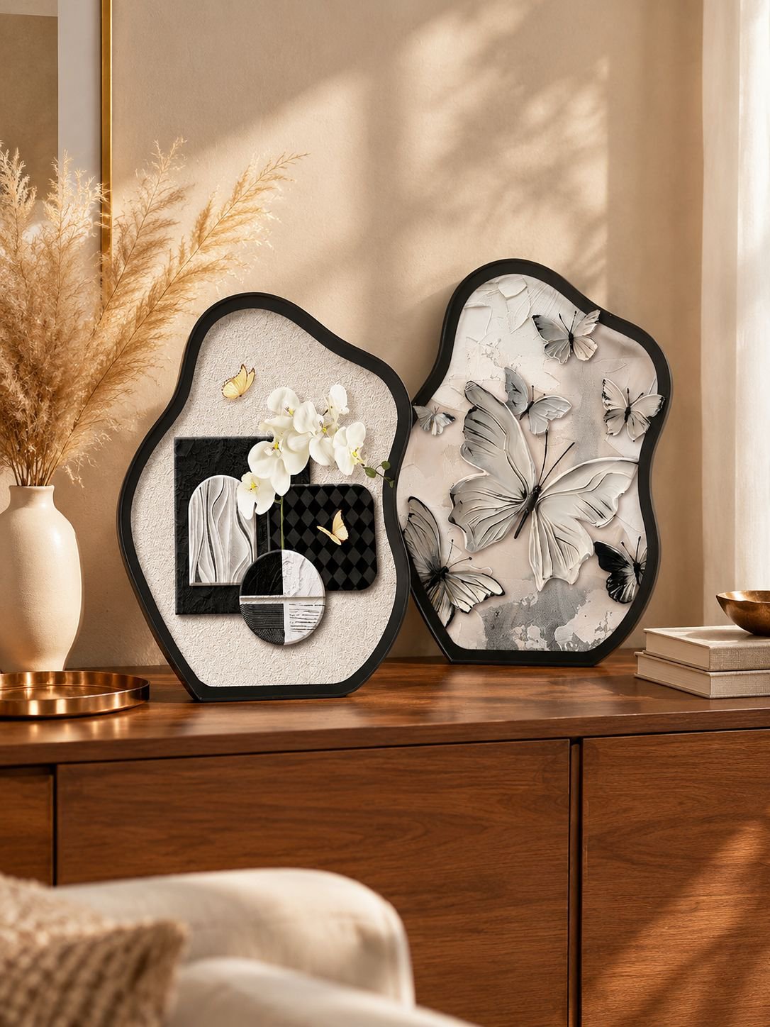 Cuadro decorativo con orquídeas y mariposas