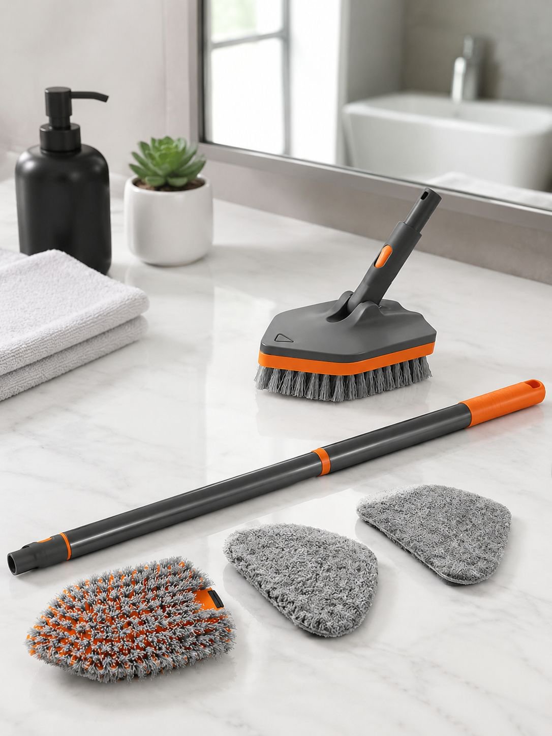 Durable cleaning brush for floors and bathtubs