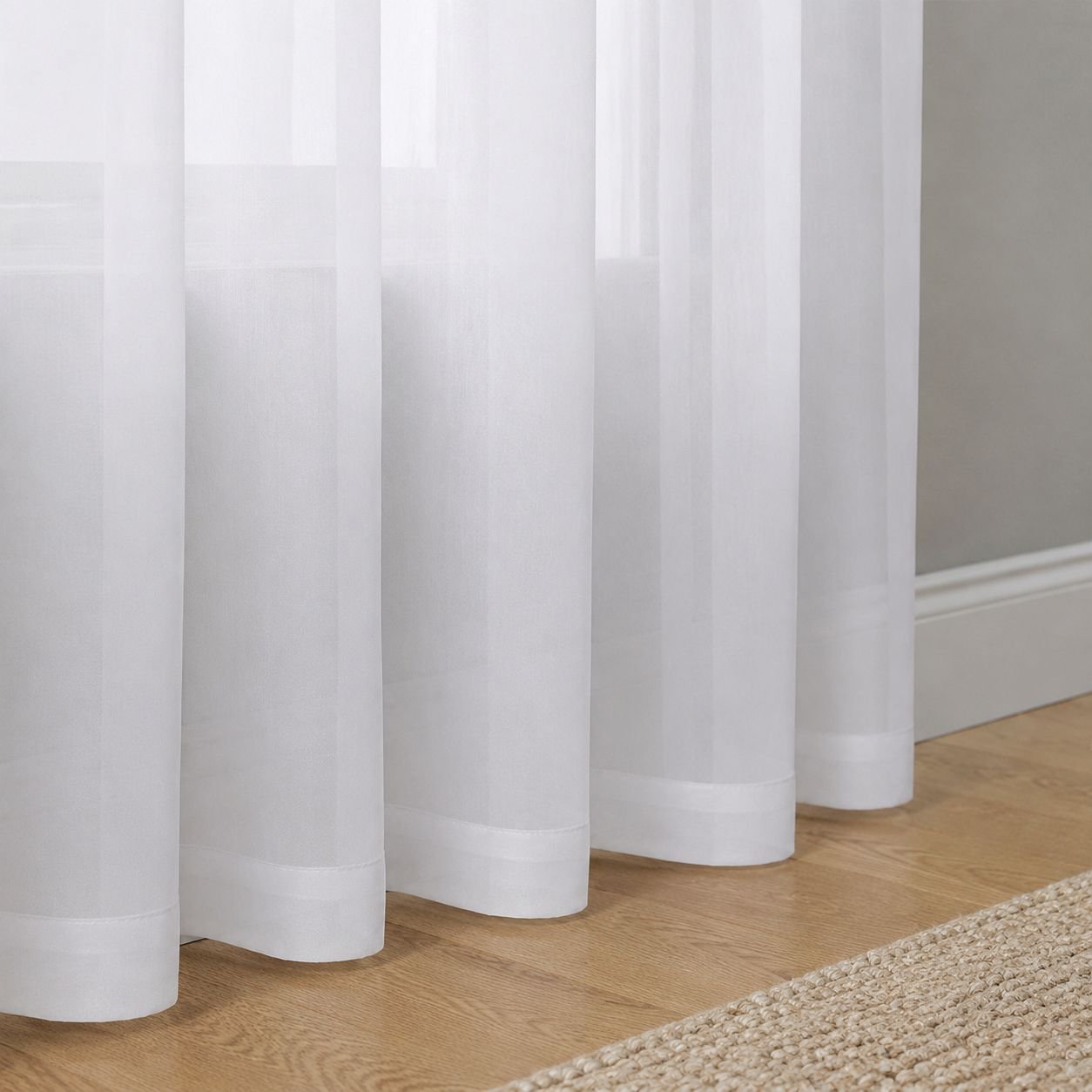 Light-filtering semi-blackout curtain for privacy in a contemporary home