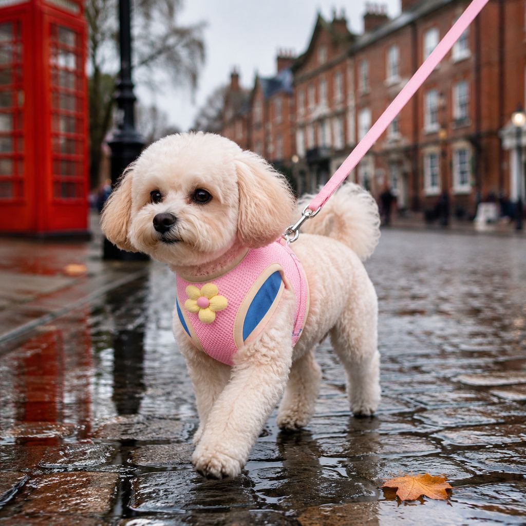 Dog leash, dopamine-enhancing color-blocked harness, breathable and lightweight harness for small do