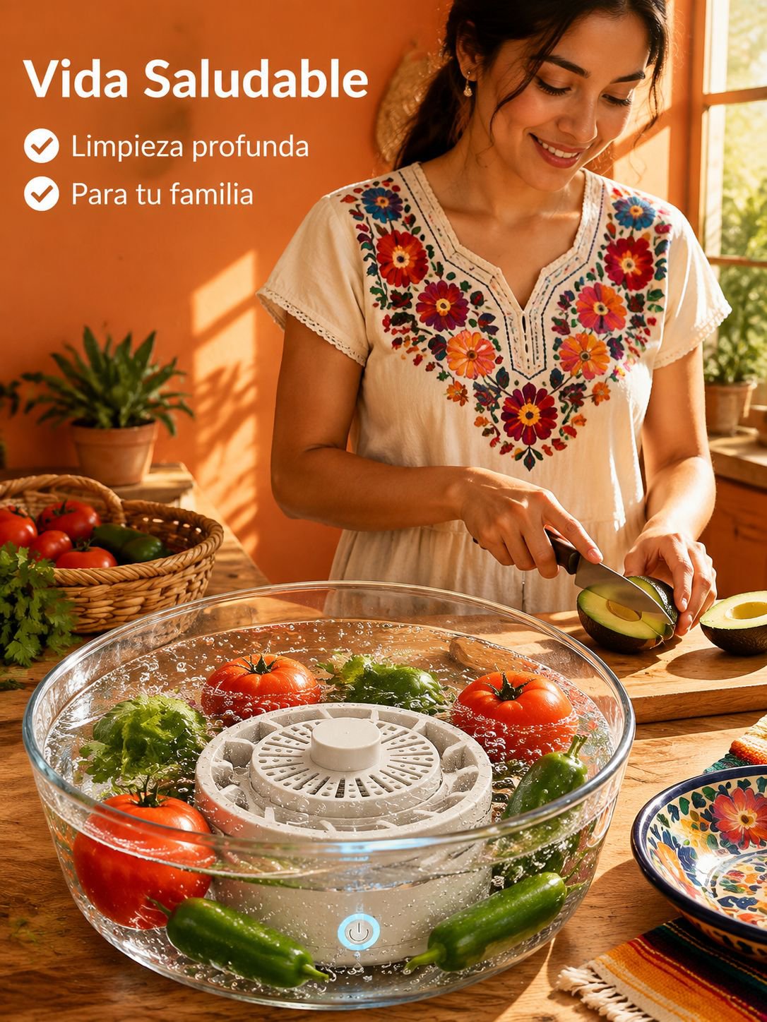 Lavadora ultrasónica inalámbrica de frutas y verduras para uso doméstico