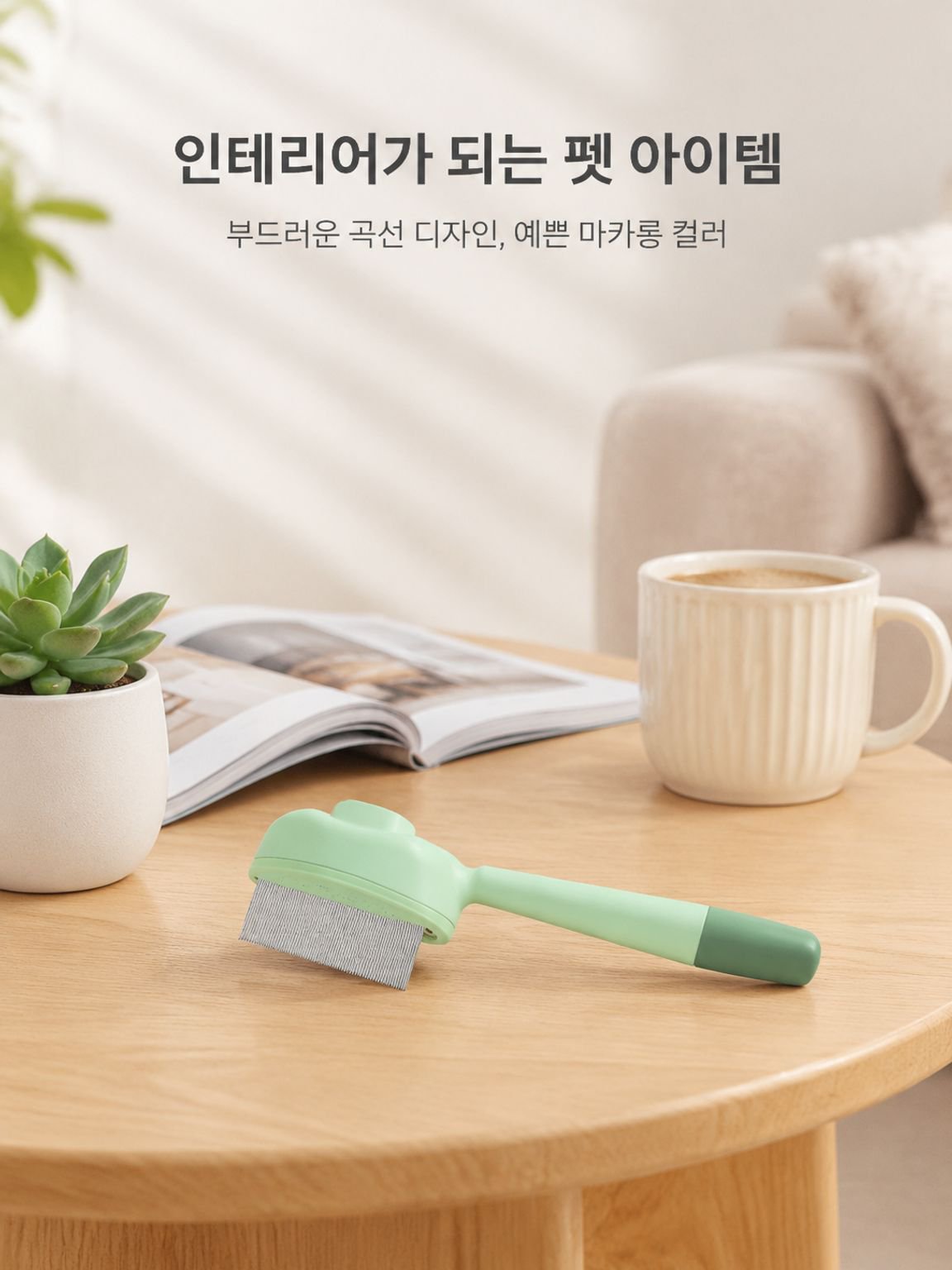 반려동물 용품 강아지 고양이 원터치 털제거 빗