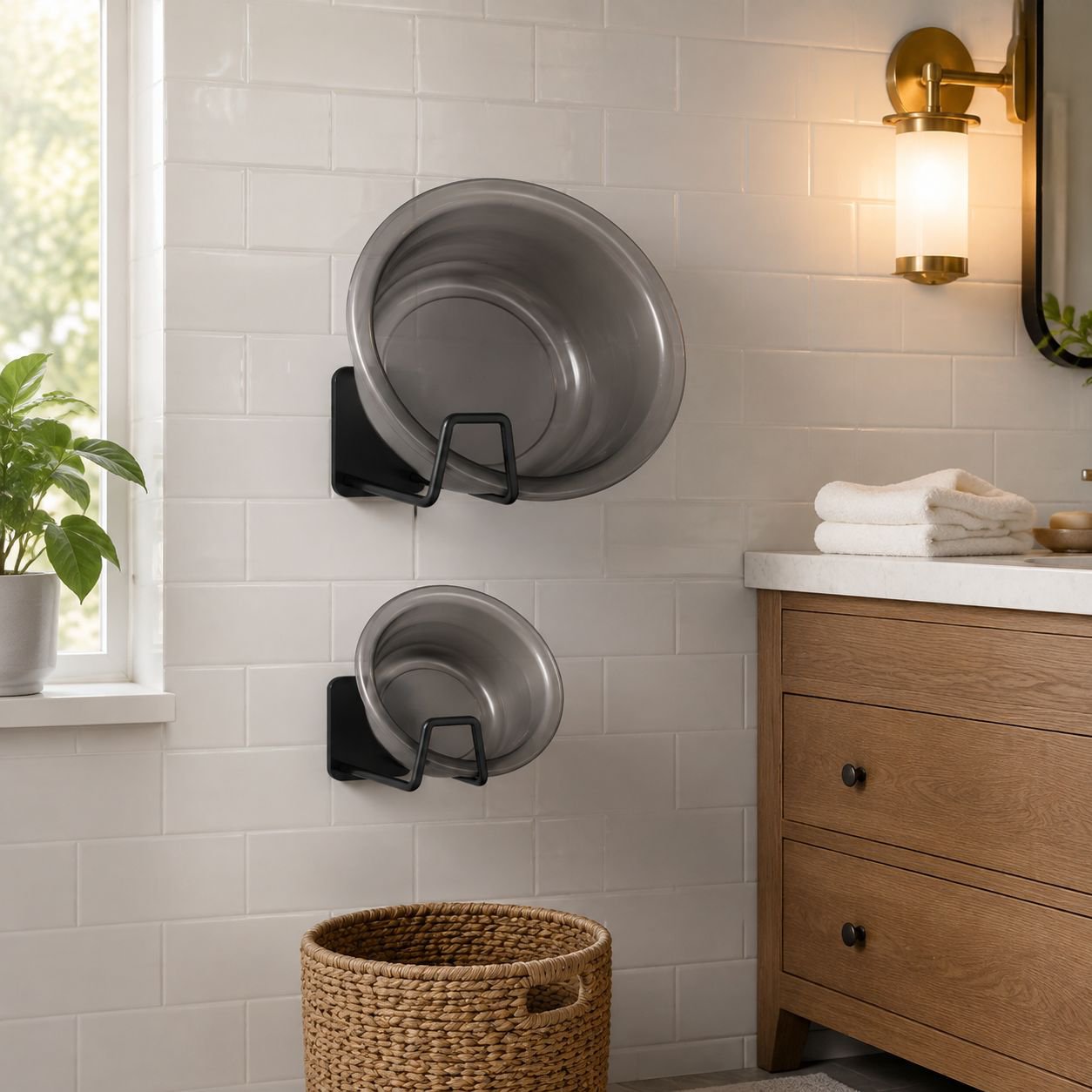 Contemporary bathroom furniture under sink rack