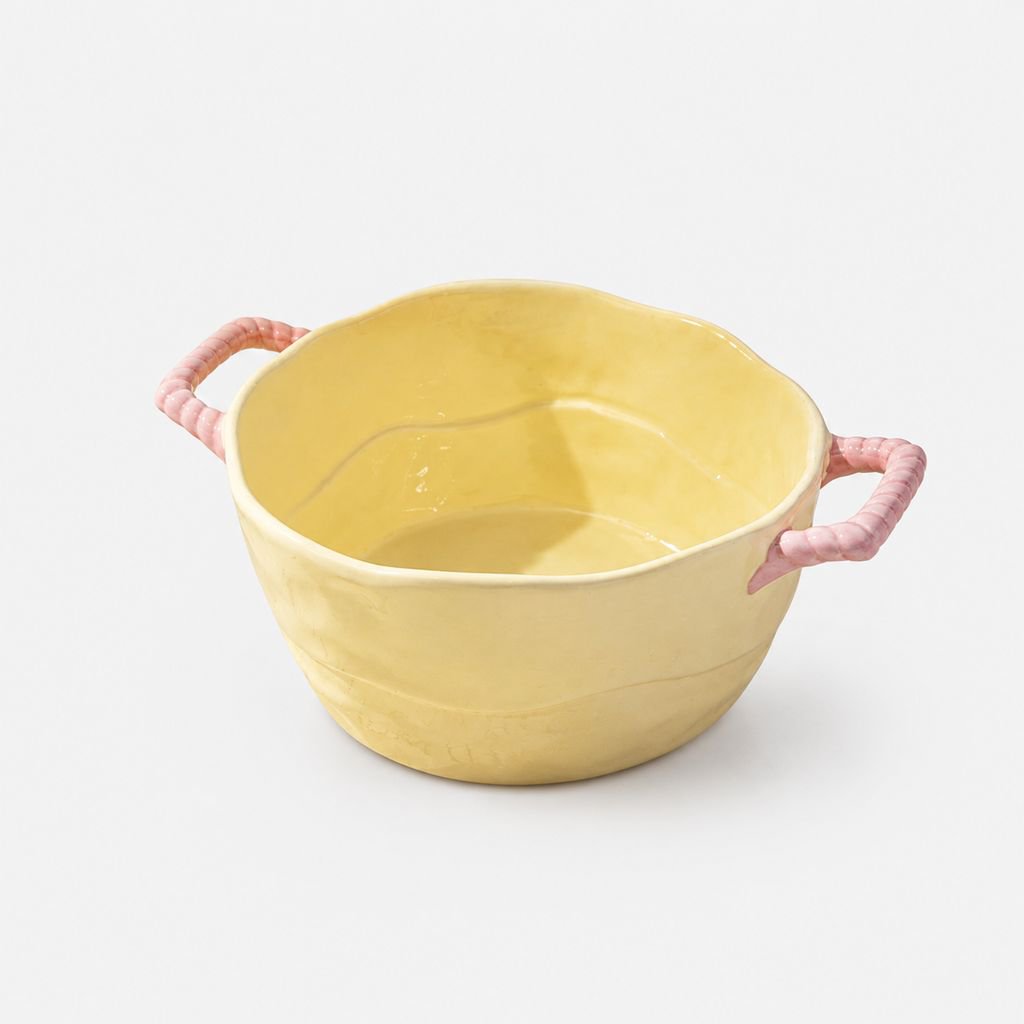 Cuenco de sopa grande con asa, cuenco de fideos instantáneos con diseño estriado