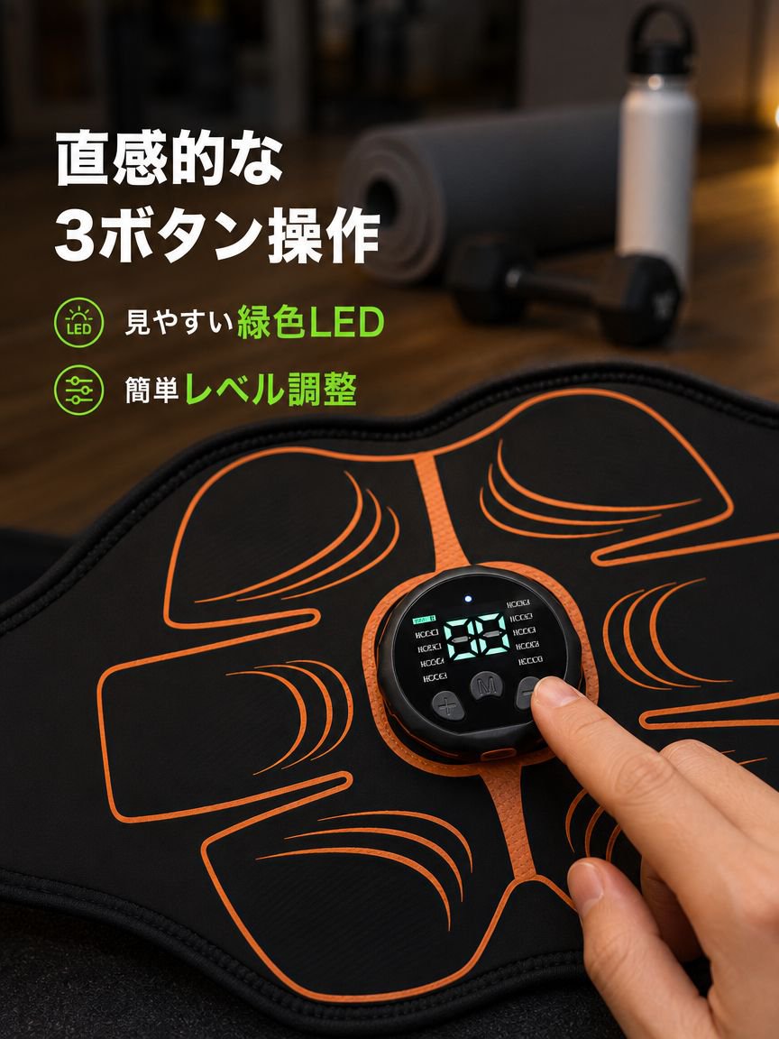 EMSスマート腹筋パッド 8パック筋トレベルト