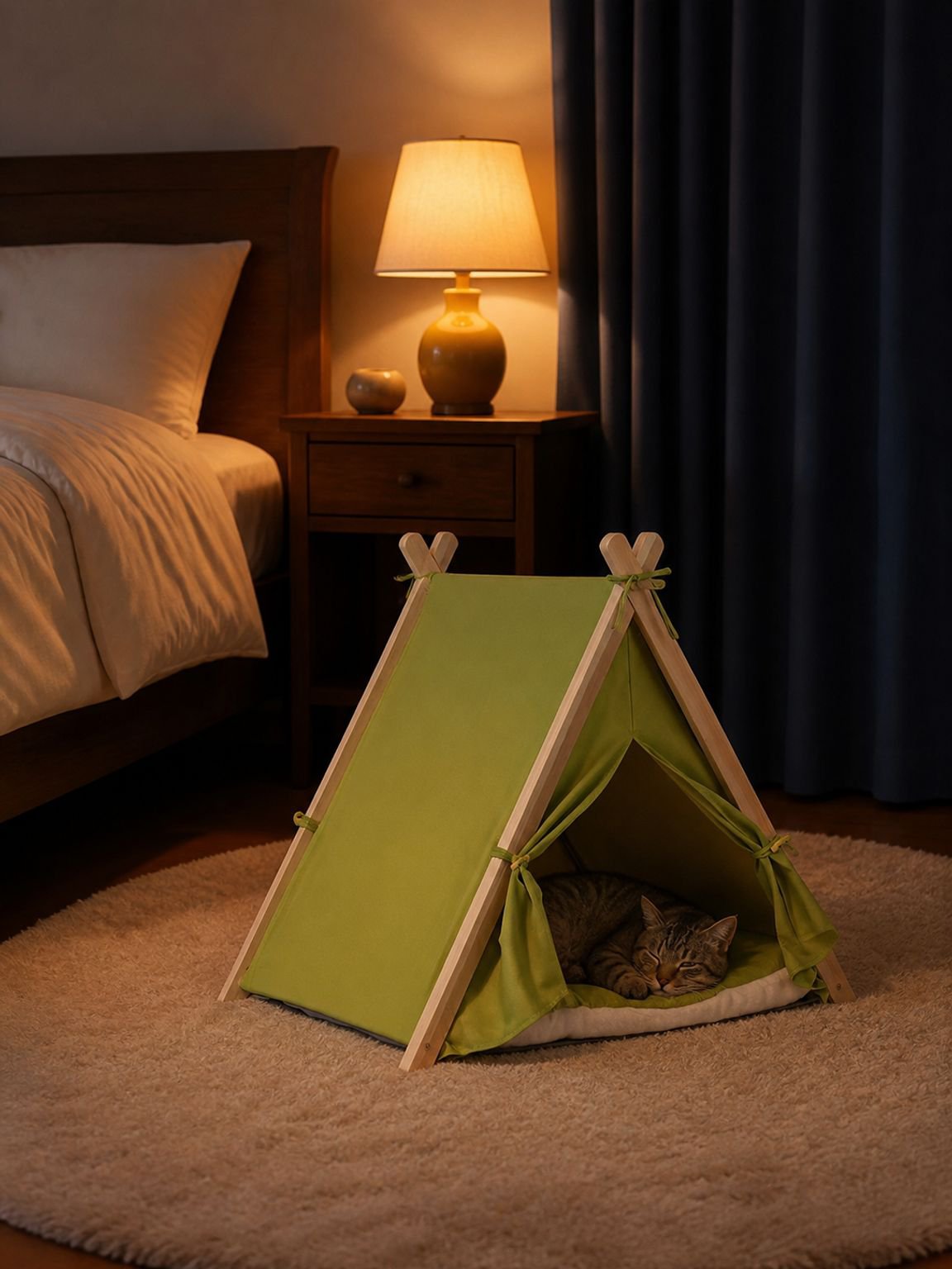 Cama para mascotas tipo tienda fácil de lavar