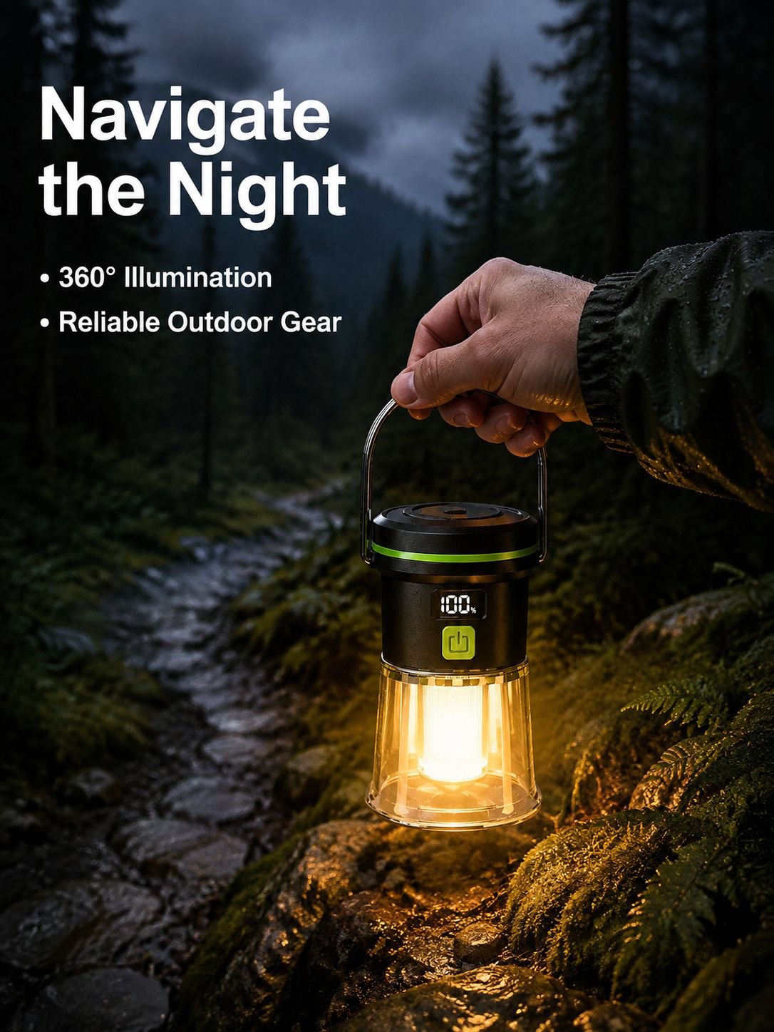 New portable outdoor camping light, USB rechargeable camping light, handheld camping light, recharge