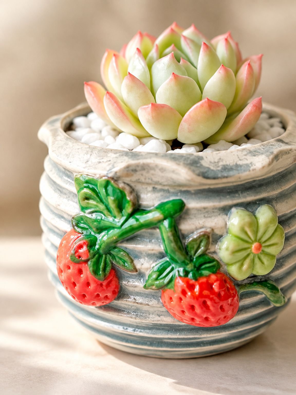 Petit pot d'intérieur en céramique moderne avec plantes