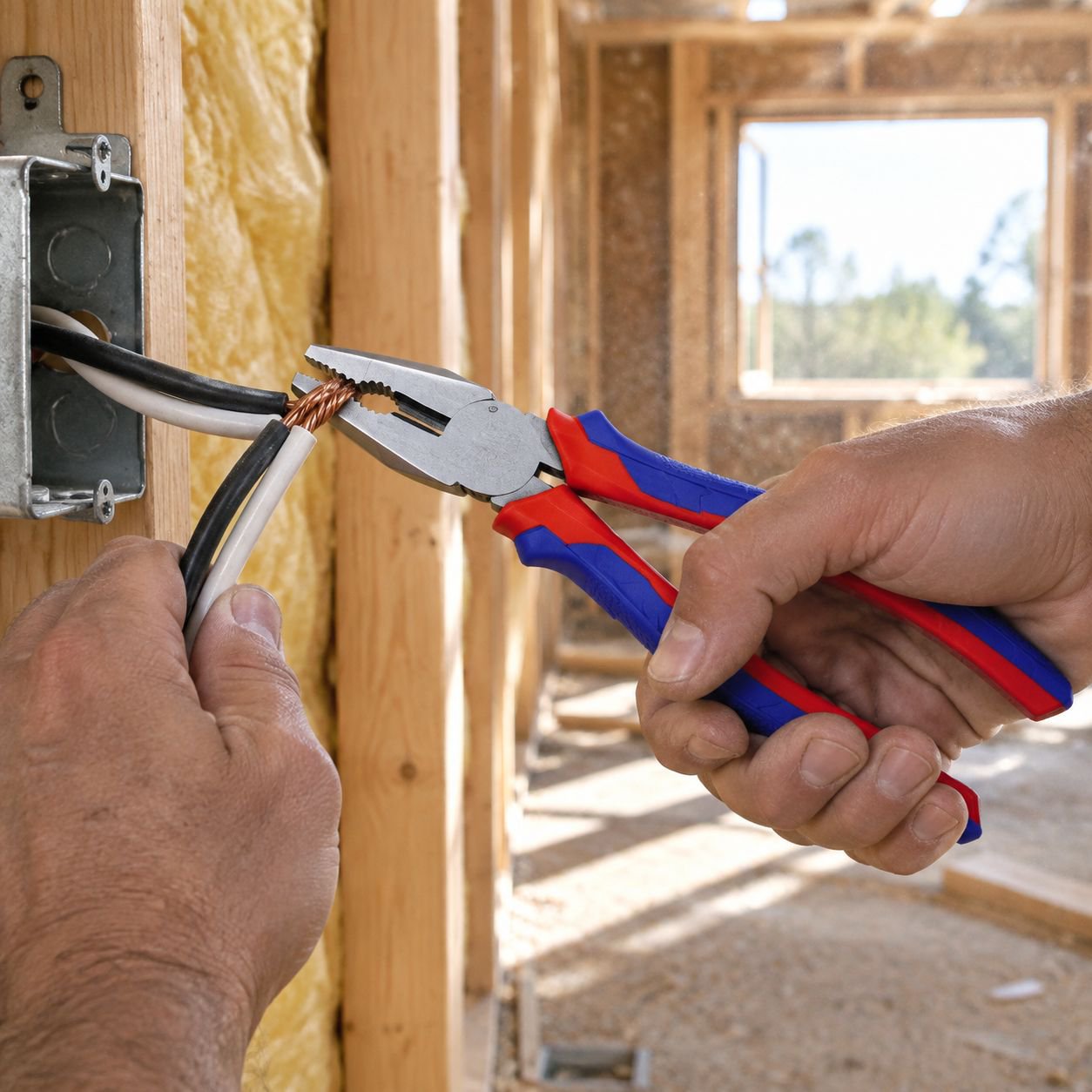 Heavy-duty Sali pliers cutting through copper wire