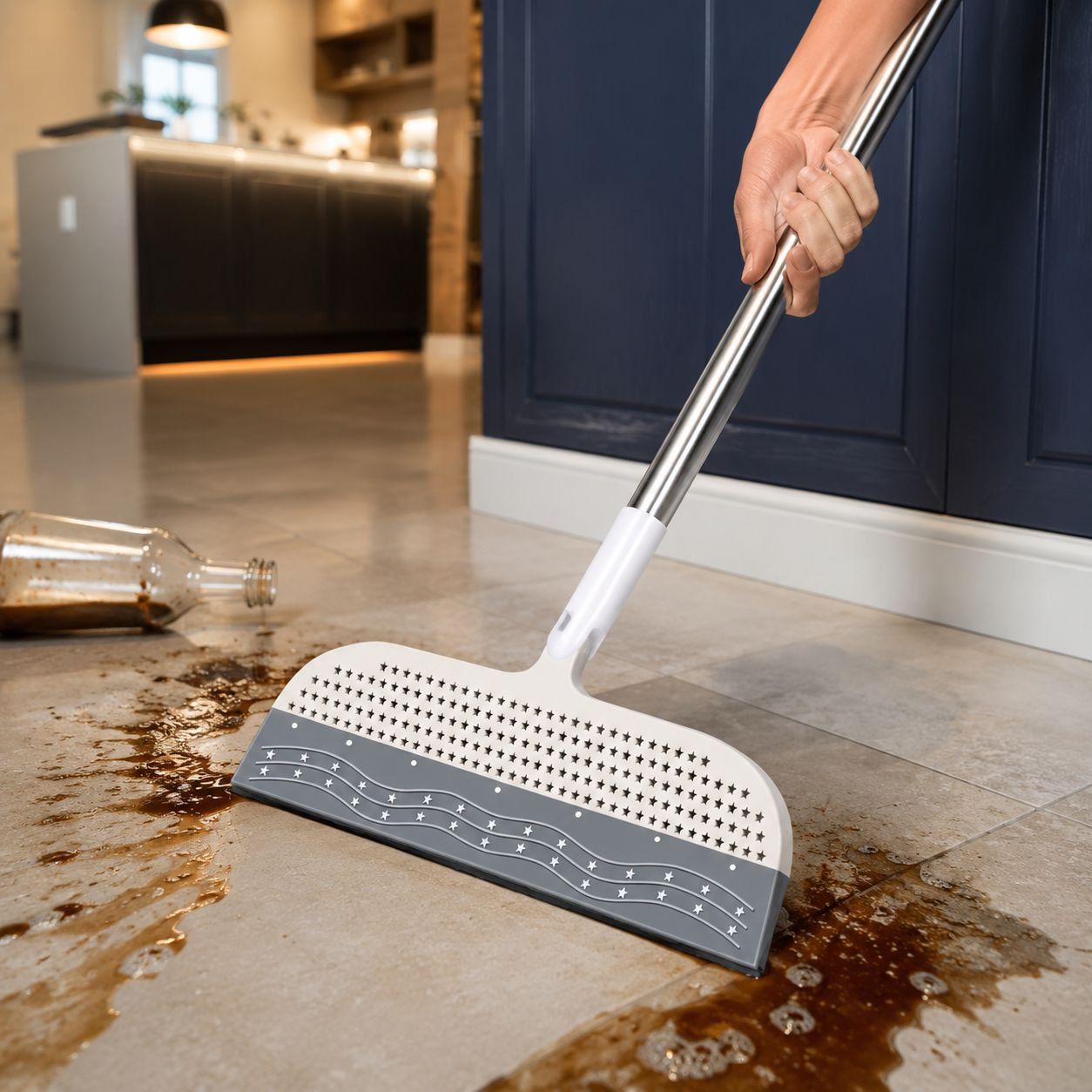 Efficient sweeping broom and dustpan combo