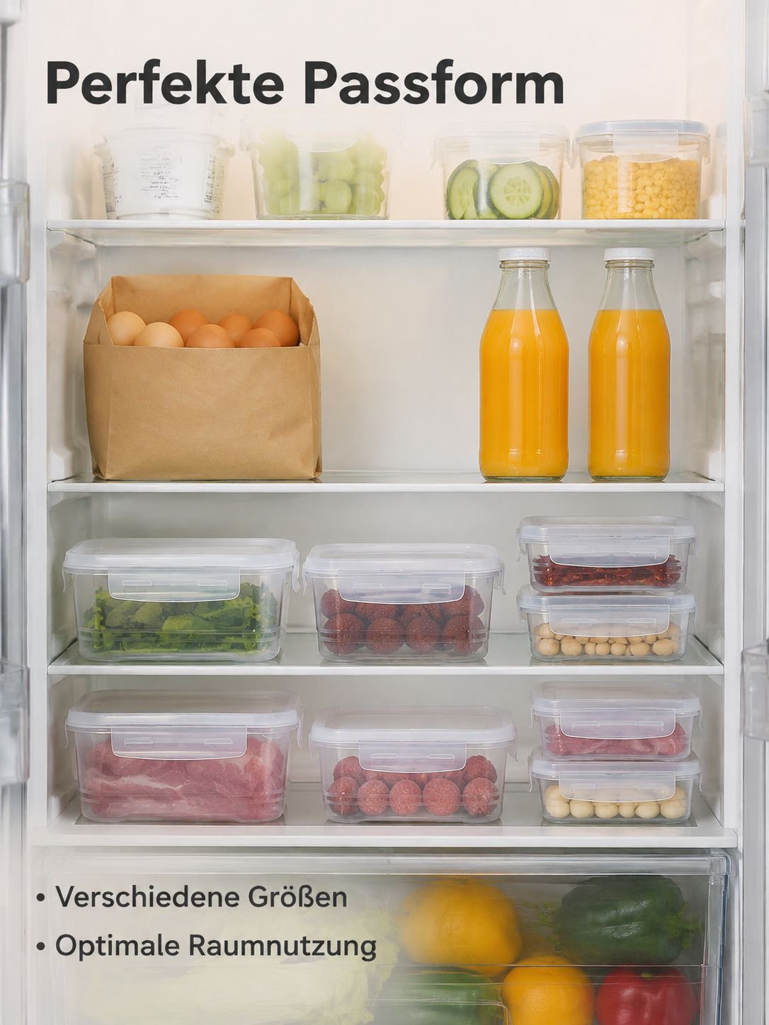 Lebensmittelechte PP Frischhaltebox, Aufbewahrungsbox für Kühlschrank und Küche