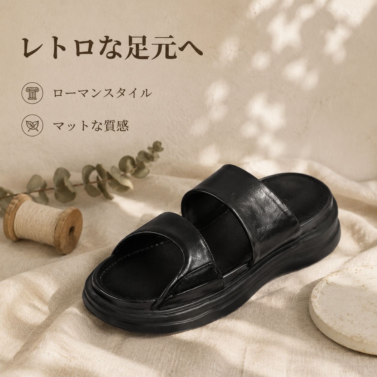 夏用アウトドア柔らかソールローマ風サンダル レディース かかと付き
