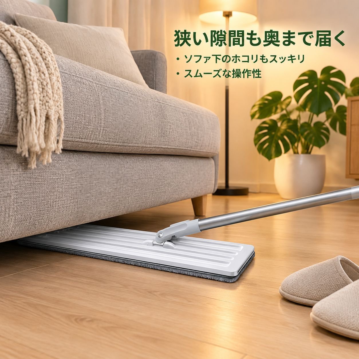 モップ 2025年新作 ハンズフリー フラットモップ 乾湿両用 フローリング用 家庭用